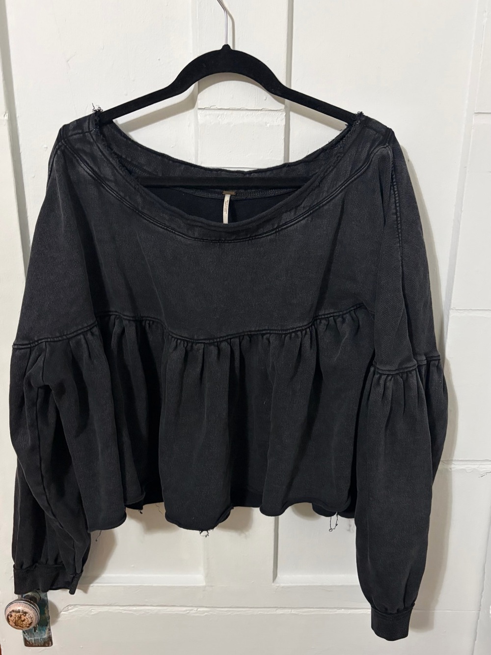 Free People Lucy Black Peplum
Sweatshirt Top - Picture 3 of 4